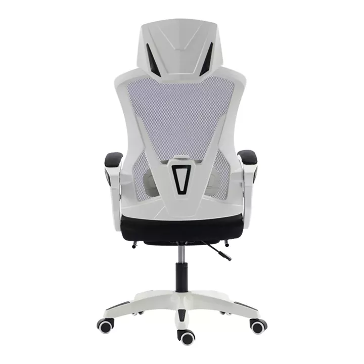 Καρέκλα γραφείου διευθυντή με υποπόδιο Meton pakoworld λευκό - mesh μαύρο 48x60x118-128εκ