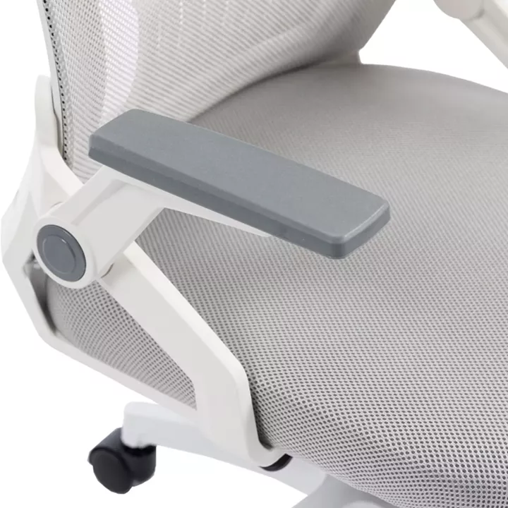 Καρέκλα γραφείου Plymot pakoworld λευκή - mesh γκρι 48x58x112-122εκ