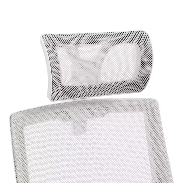 Καρέκλα γραφείου Plymot pakoworld λευκή - mesh γκρι 48x58x112-122εκ