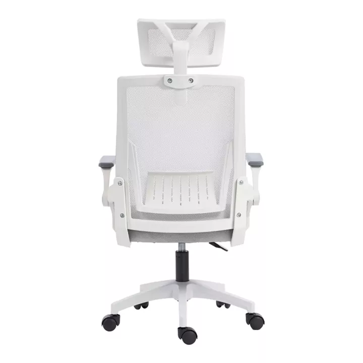 Καρέκλα γραφείου Plymot pakoworld λευκή - mesh γκρι 48x58x112-122εκ