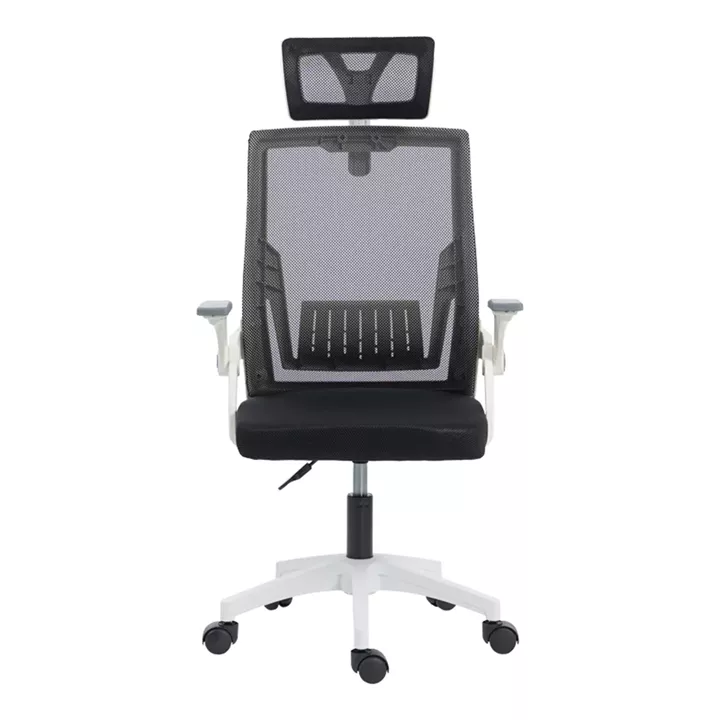 Καρέκλα γραφείου Plymot pakoworld λευκή - mesh μαύρο 48x58x112-122εκ