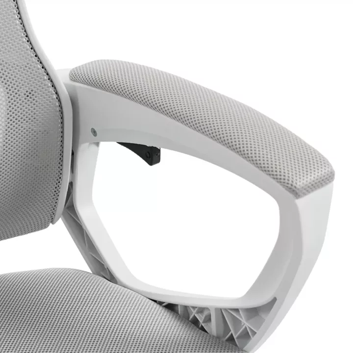 Καρέκλα γραφείου διευθυντή με υποπόδιο Meton pakoworld λευκό - mesh γκρι 48x60x118-128εκ