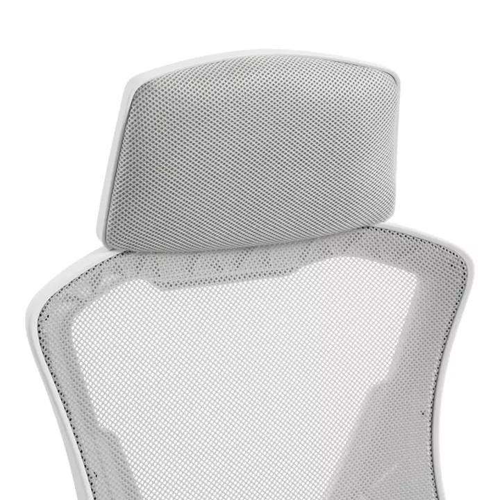 Καρέκλα γραφείου διευθυντή με υποπόδιο Meton pakoworld λευκό - mesh γκρι 48x60x118-128εκ
