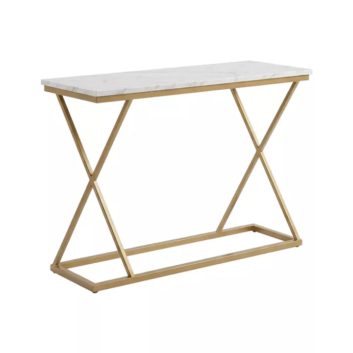 Κονσόλα Glimmer pakoworld λευκό μαρμάρου με χρυσό μέταλλο 100x30x80εκ