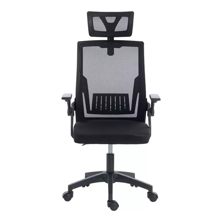 Καρέκλα γραφείου Plymot pakoworld mesh χρώμα μαύρο 48x58x112-122εκ