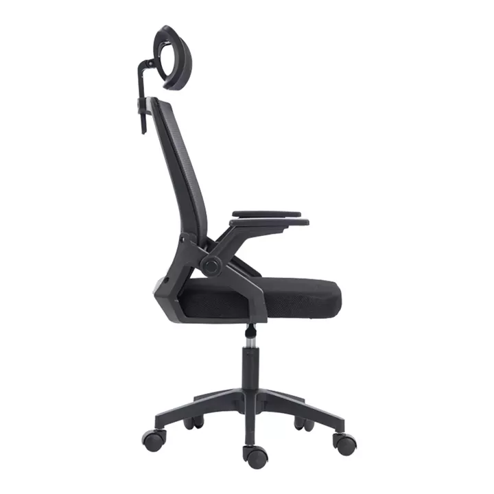 Καρέκλα γραφείου Plymot pakoworld mesh χρώμα μαύρο 48x58x112-122εκ