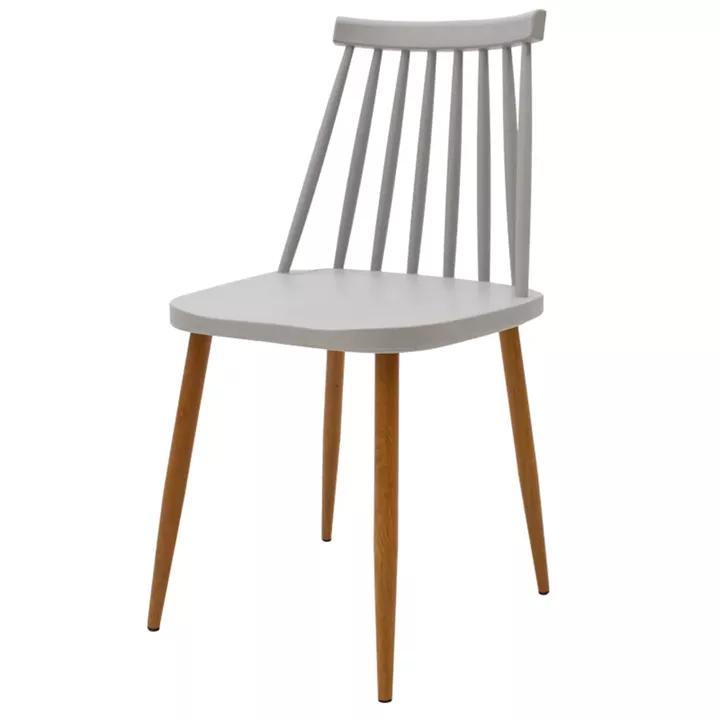 Dining chair Aurora pakoworld grey pp-natural color metal leg 42x49.5x77cm
