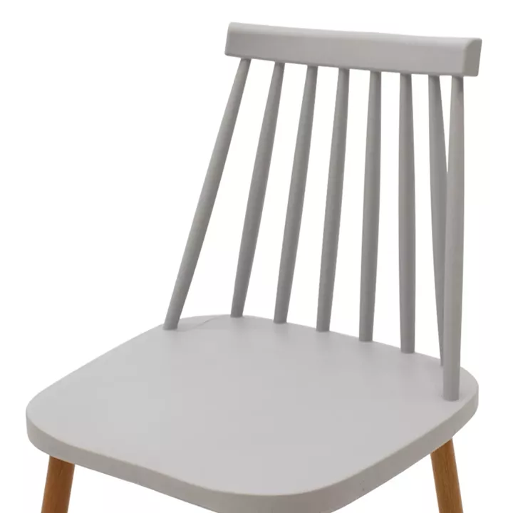 Dining chair Aurora pakoworld grey pp-natural color metal leg 42x49.5x77cm