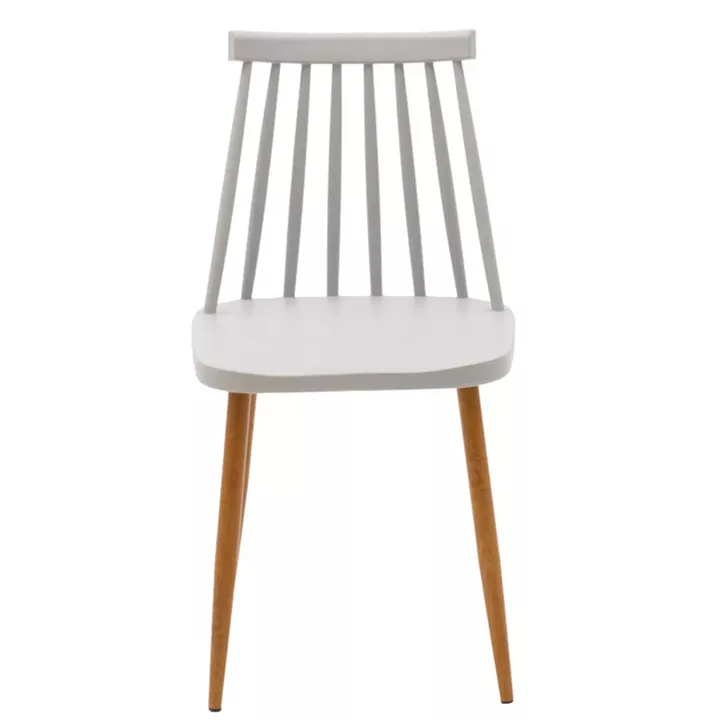Dining chair Aurora pakoworld grey pp-natural color metal leg 42x49.5x77cm
