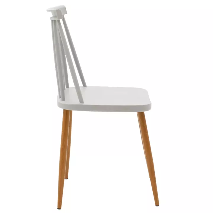 Dining chair Aurora pakoworld grey pp-natural color metal leg 42x49.5x77cm