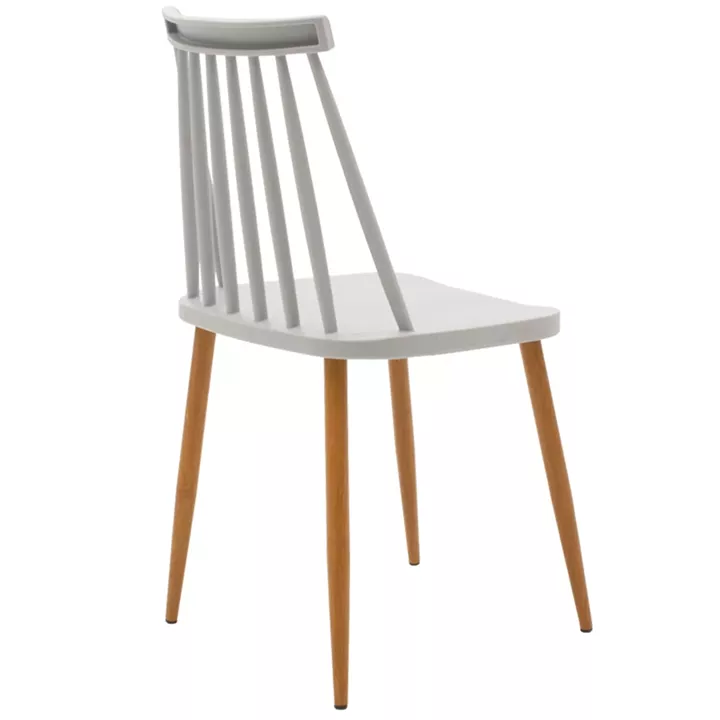 Dining chair Aurora pakoworld grey pp-natural color metal leg 42x49.5x77cm