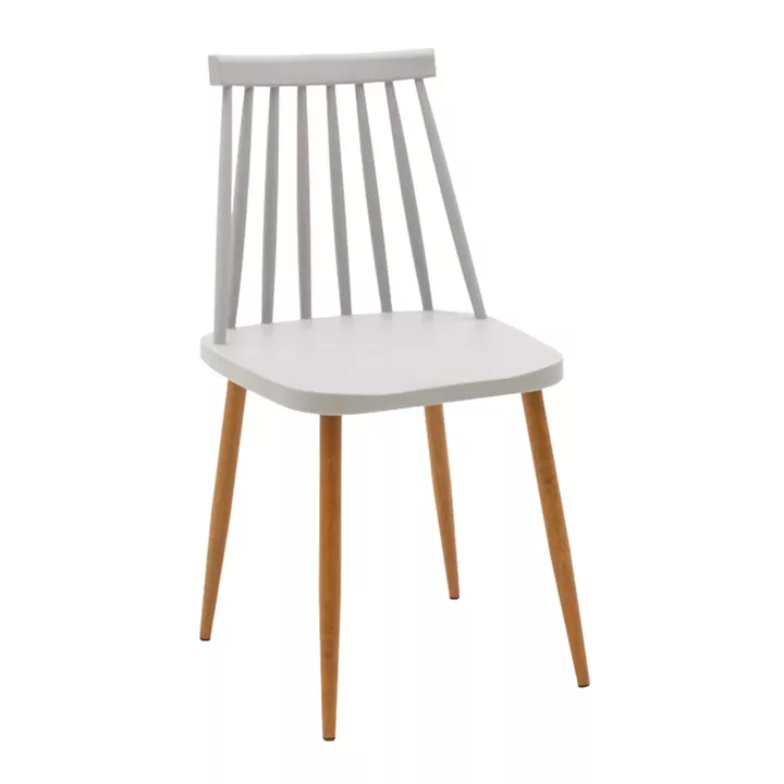 Dining chair Aurora pakoworld grey pp-natural color metal leg 42x49.5x77cm