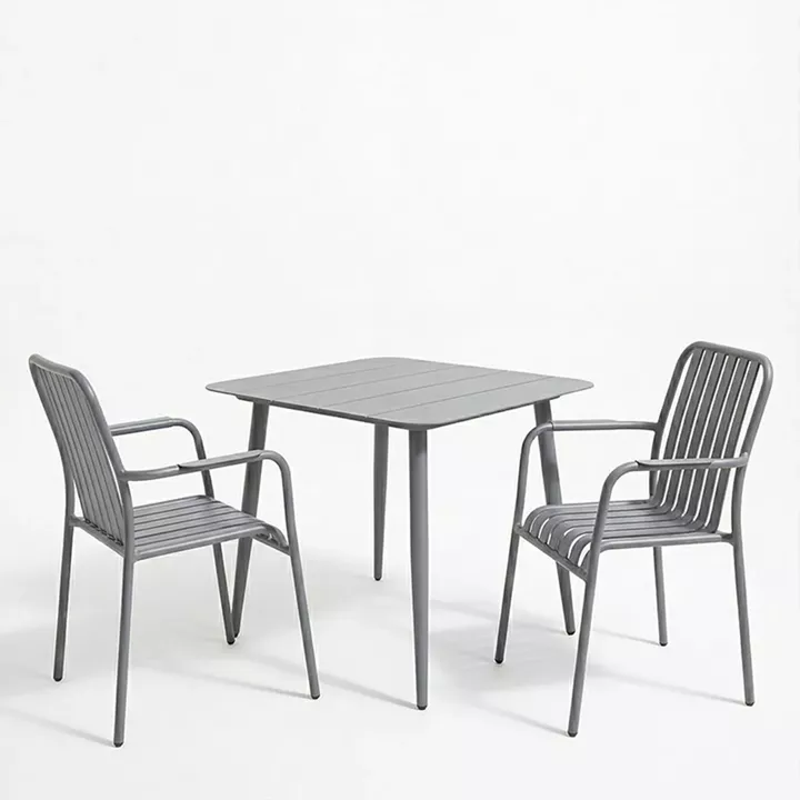 Τραπεζαρία Heven Vista pakoworld σετ 3τεμ ανθρακί αλουμίνιο 80x80x72εκ