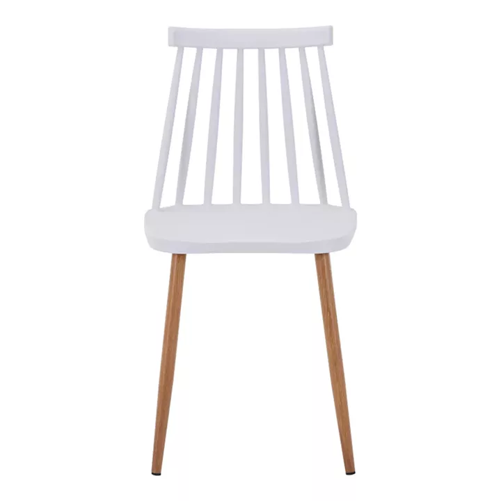 Dining chair Aurora pakoworld white pp-natural color metal leg 42x49.5x77cm