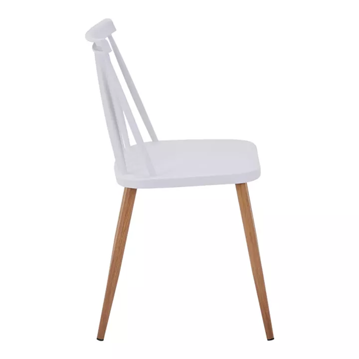 Dining chair Aurora pakoworld white pp-natural color metal leg 42x49.5x77cm