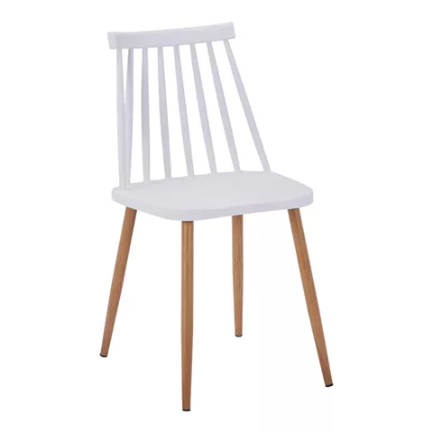 Καρέκλα Aurora pakoworld λευκό pp-φυσικό μεταλλικό πόδι 42x49.5x77εκ