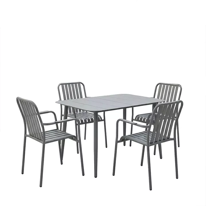Dining set Heven Vista pakoworld set of 5 pieces anthracite aluminum 120x70x72cm