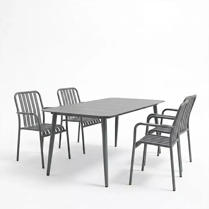 Τραπεζαρία Heven Vista pakoworld σετ 5τεμ ανθρακί αλουμίνιο 150x80x72εκ