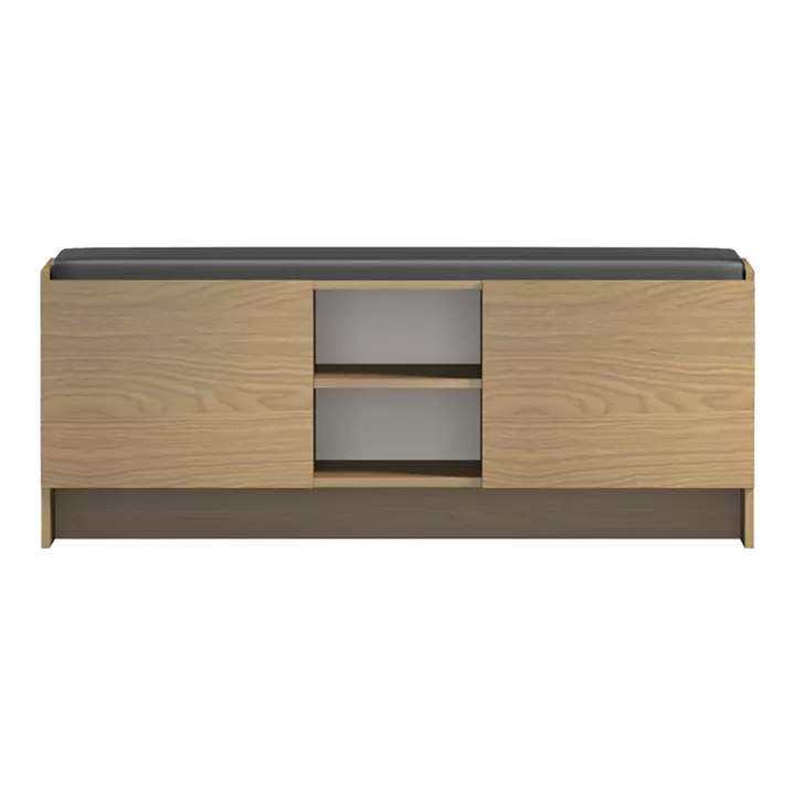 Έπιπλο εισόδου σκαμπό-παπουτσοθήκη Zulla pakoworld 10 ζεύγων ανοιχτό καρυδί 110x37x43εκ