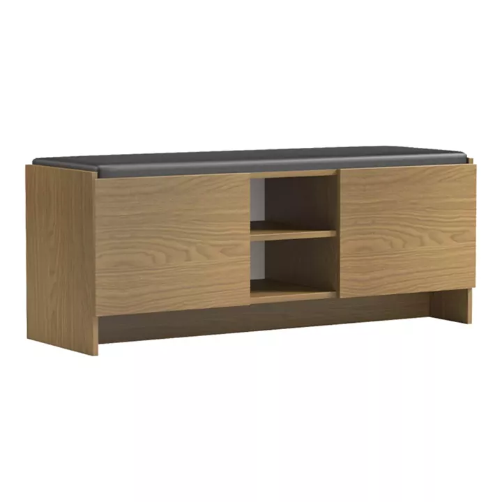 Έπιπλο εισόδου σκαμπό-παπουτσοθήκη Zulla pakoworld 10 ζεύγων ανοιχτό καρυδί 110x37x43εκ