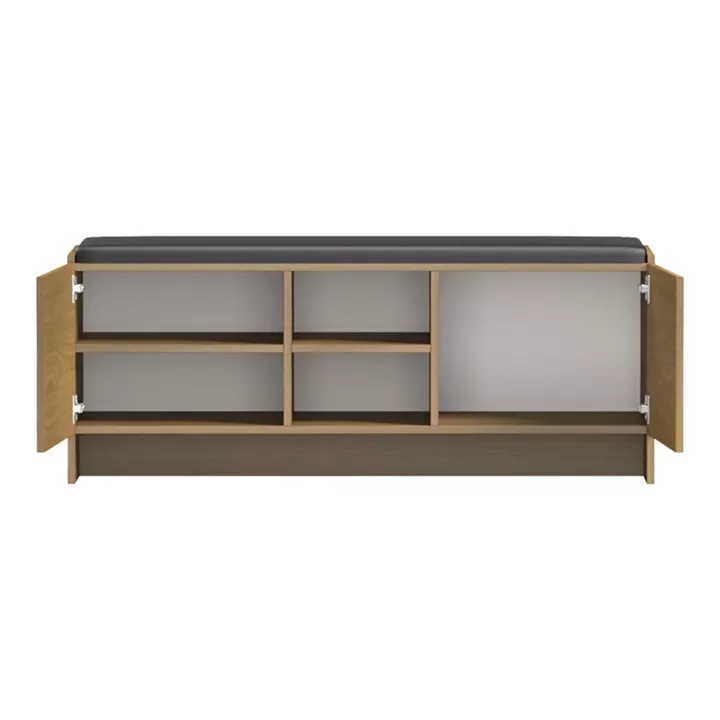 Έπιπλο εισόδου σκαμπό-παπουτσοθήκη Zulla pakoworld 10 ζεύγων ανοιχτό καρυδί 110x37x43εκ