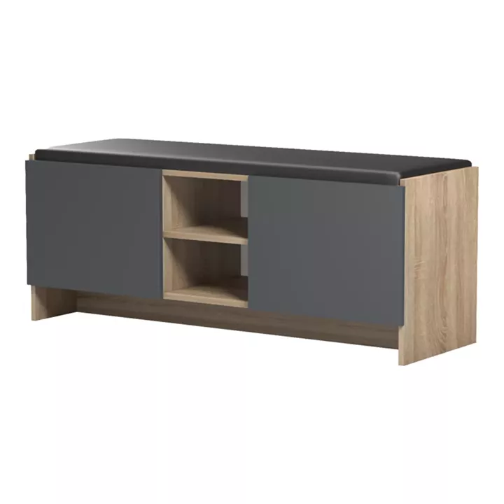 Έπιπλο εισόδου σκαμπό-παπουτσοθήκη Zulla pakoworld 10 ζεύγων sonoma- ανθρακί 110x37x43εκ