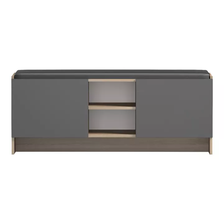 Έπιπλο εισόδου σκαμπό-παπουτσοθήκη Zulla pakoworld 10 ζεύγων sonoma- ανθρακί 110x37x43εκ