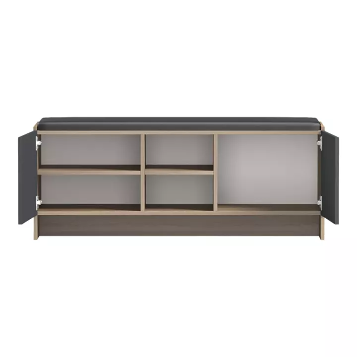 Έπιπλο εισόδου σκαμπό-παπουτσοθήκη Zulla pakoworld 10 ζεύγων sonoma- ανθρακί 110x37x43εκ