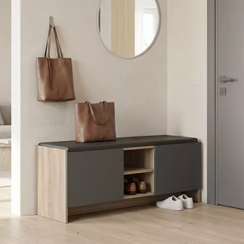 Entrance furniture stool-shoe rack Zulla pakoworld 10 pairs sonoma-anthracite 110x37x43cm