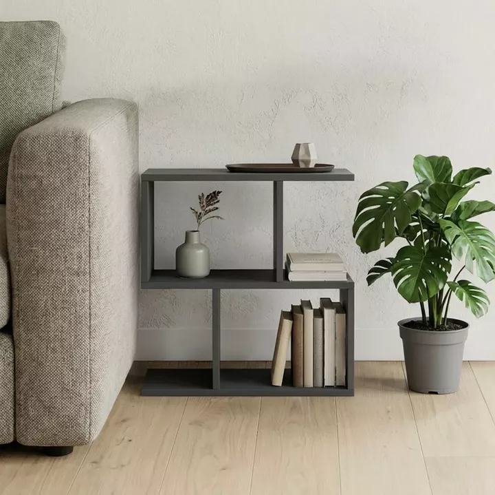 Βοηθητικό τραπέζι-βιβλιοθήκη Wesmol pakoworld ανθρακί 50x20x50εκ