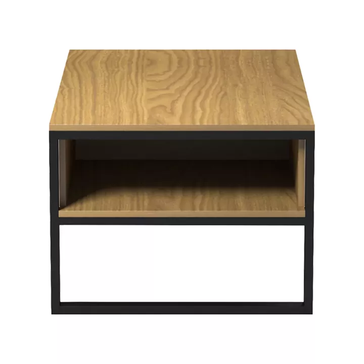 Τραπέζι σαλονιού Bendon pakoworld ανοιχτό καρυδί - μαύρο μέταλλο 100x60x44.5εκ