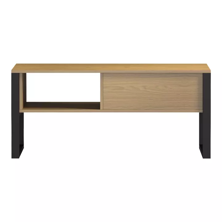 Τραπέζι σαλονιού Bendon pakoworld ανοιχτό καρυδί - μαύρο μέταλλο 100x60x44.5εκ