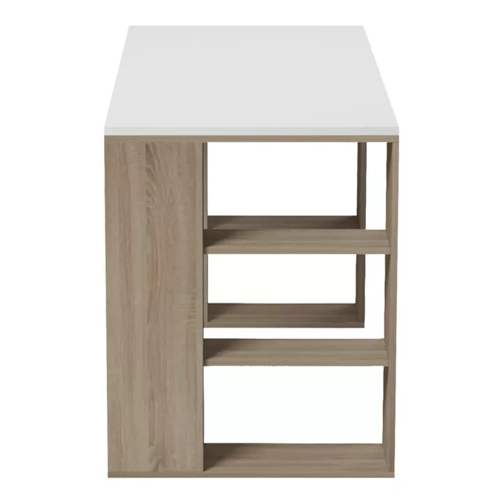 Γραφείο με ραφιέρα  Colmar pakoworld sonoma-λευκό 140x60x75εκ