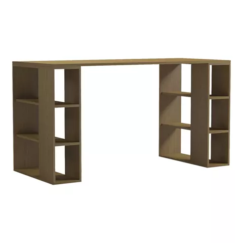 Colmar pakoworld desk with shelf in light walnut 140x60x75cm
