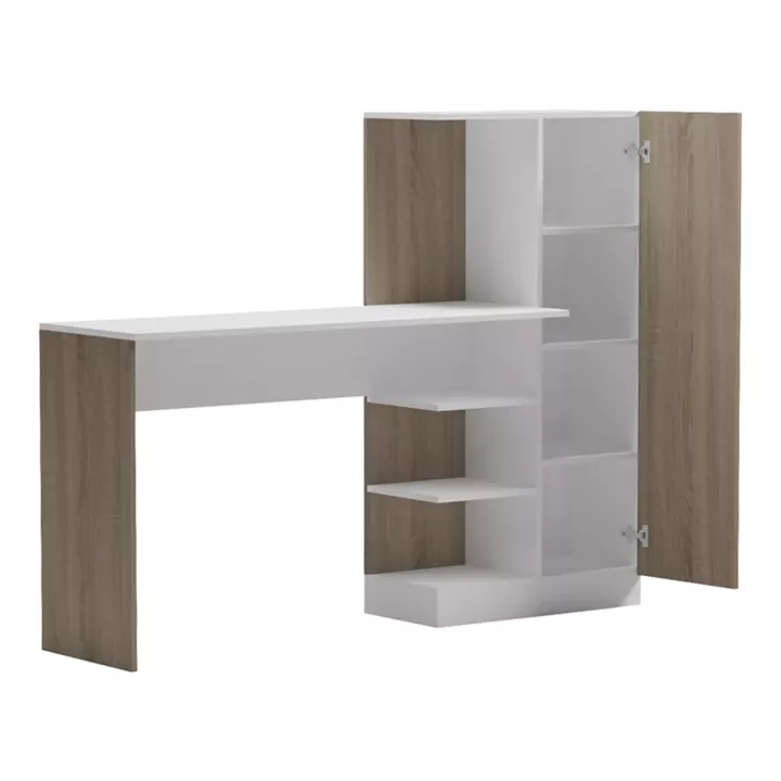 Γραφείο με βιβλιοθήκη και ντουλάπι Ofisio pakoworld sonoma-λευκό 152.3x40x120εκ