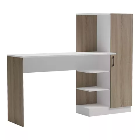 Office with bookcase and cabinet Ofisio pakoworld sonoma-white 152.3x40x120cm