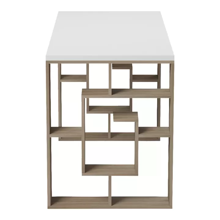 Γραφείο με ραφιέρα Labirent pakoworld sonoma-λευκό 140x60x75εκ