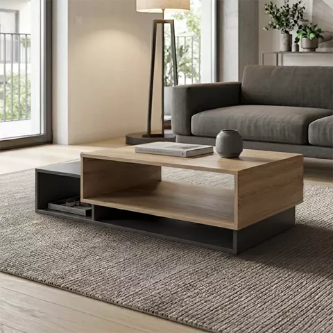 Τραπέζι σαλονιού Dekost pakoworld σε sonoma-ανθρακί 105x50x32εκ