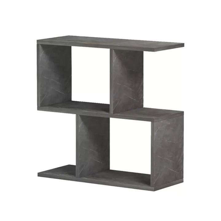 Βοηθητικό τραπέζι-βιβλιοθήκη Wesmol pakoworld ανθρακί όψη μαρμάρου 50x20x50εκ