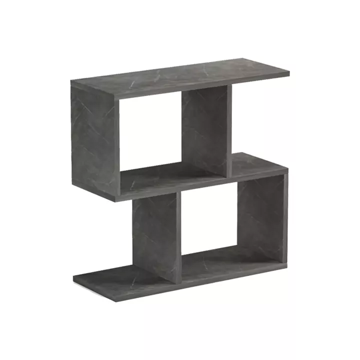 Βοηθητικό τραπέζι-βιβλιοθήκη Wesmol pakoworld ανθρακί όψη μαρμάρου 50x20x50εκ