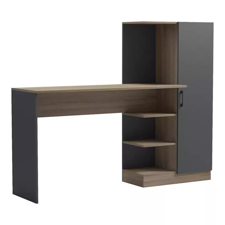 Γραφείο με βιβλιοθήκη και ντουλάπι Ofisio pakoworld sonoma-ανθρακί 152.3x40x120εκ