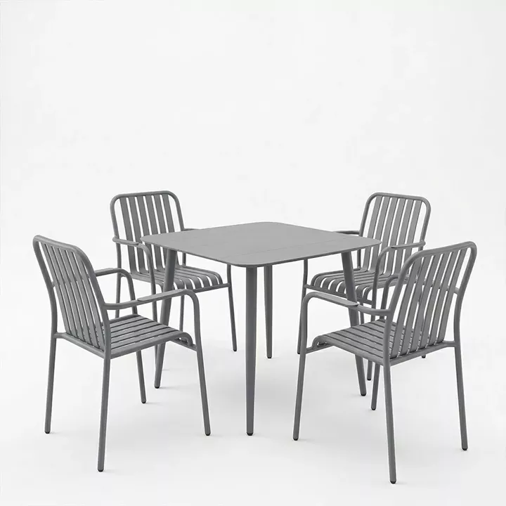 Dining set Heven Vista pakoworld set of 5 pieces anthracite aluminum 80x80x72cm