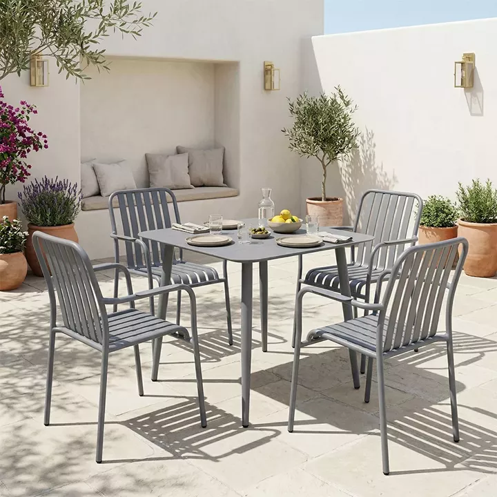 Dining set Heven Vista pakoworld set of 5 pieces anthracite aluminum 80x80x72cm