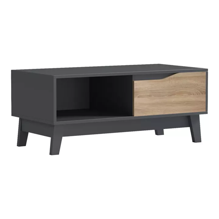 Τραπέζι σαλονιού Judas pakoworld ανθρακί-sonoma 90x45x38.5εκ