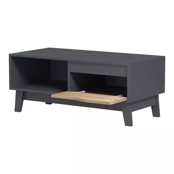 Τραπέζι σαλονιού Judas pakoworld ανθρακί-sonoma 90x45x38.5εκ