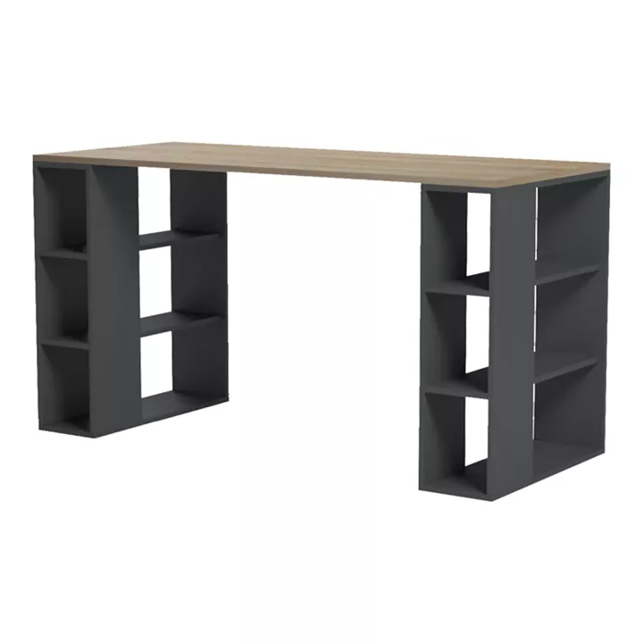 Desk with shelf Colmar pakoworld anthracite-sonoma 140x60x75cm