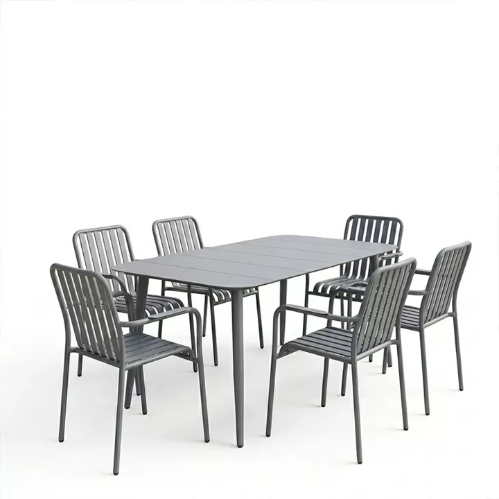 Dining set Heven Vista pakoworld set of 7 pieces anthracite aluminum 150x80x72cm