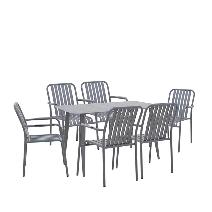 Τραπεζαρία Heven Vista pakoworld σετ 7τεμ ανθρακί αλουμίνιο 120x70x72εκ