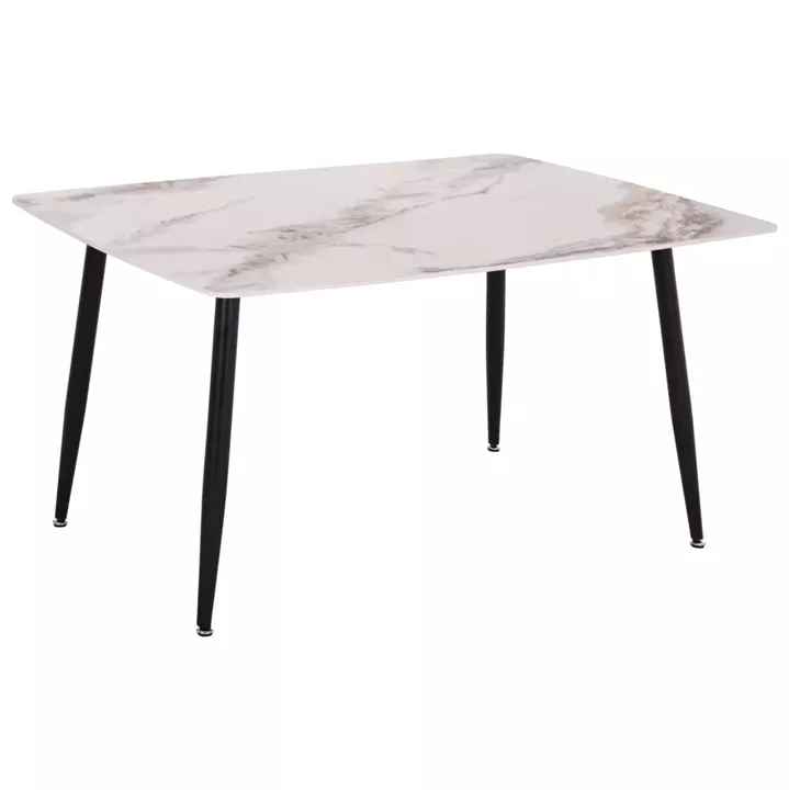 DINING TABLE RAVEN HM18149.04 CERAMIC TOP IN WHITE/BROWN MARBLE LOOK 140x80x74Hcm.