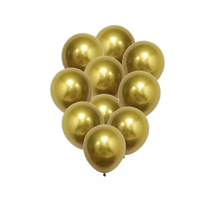 Beauty Home 10 Μπαλόνια Μεταλλικό Χρυσό Ø30cm